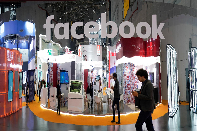 a facebook sign at the national exhibition and convention center in shanghai china november 5 2018 photo reuters a facebook sign at the national exhibition and convention center in shanghai china november 5 2018 photo reuters
