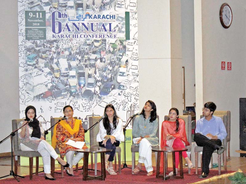 students of habib university presented their research papers on the sacred sites on lasbela on the first day of the karachi conference being held at the institute of business administration s garden campus photo athar khan express