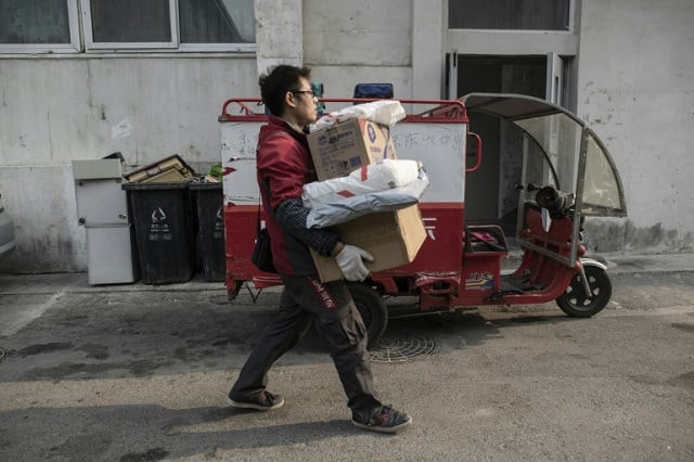 an estimated 1 1 million deliverymen deliver some 109 million packages across china every day to fulfill the country 039 s insatiable demand photo afp an estimated 1 1 million deliverymen deliver some 109 million packages across china every day to fulfill the country 039 s insatiable demand photo afp