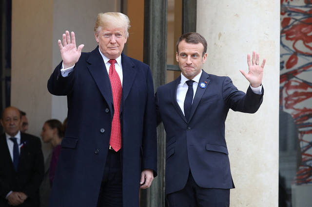 us president donald trump l is welcomed by french president emmanuel macron as he arrives for bilateral talks at the elysee palace in paris on november 10 2018 on the sidelines of commemorations marking the 100th anniversary of the 11 november 1918 armistice ending world war i photo afp us president donald trump l is welcomed by french president emmanuel macron as he arrives for bilateral talks at the elysee palace in paris on november 10 2018 on the sidelines of commemorations marking the 100th anniversary of the 11 november 1918 armistice ending world war i photo afp