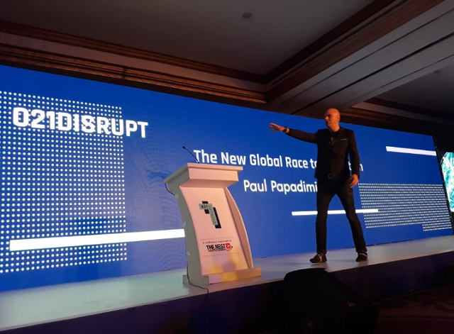 paul papadimitriou gives a talk on the 021disrupt stage photo twitter thenestio