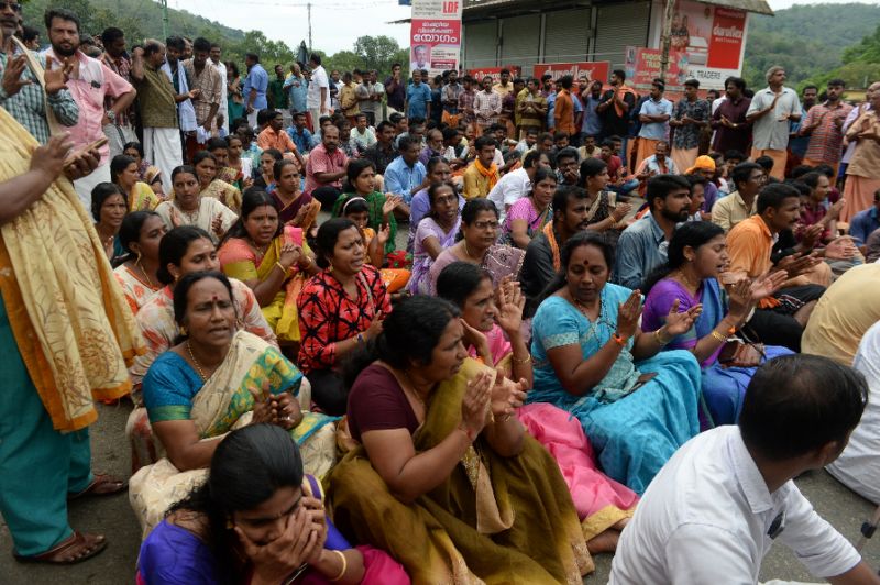 indian hindu activists blocked a road to the sabarimala temple in india 039 s southern kerala state when it opened for the first time to women of all ages photo afp