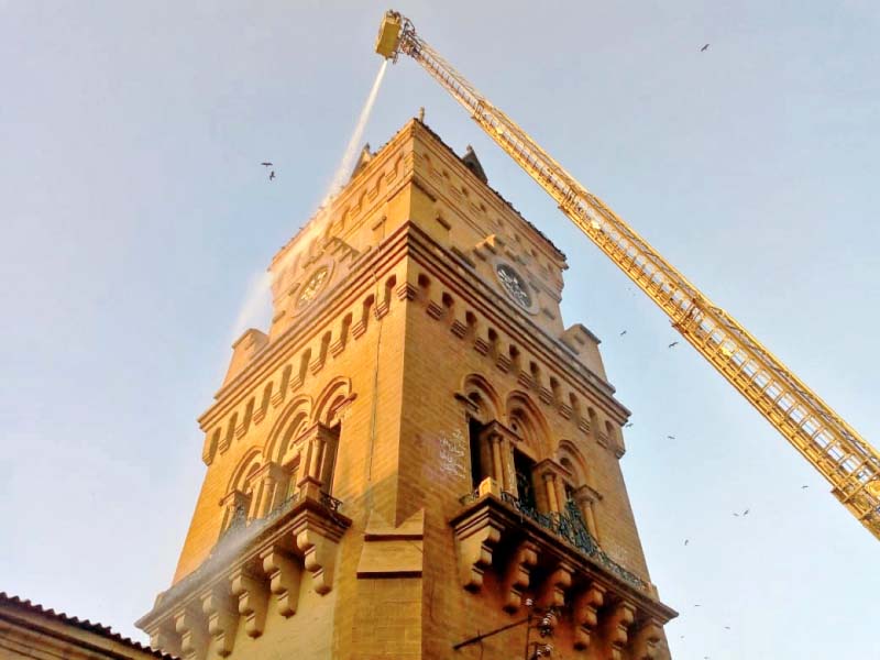 the structure of the historic empress market building was washed on monday with the help of a snorkel photo express