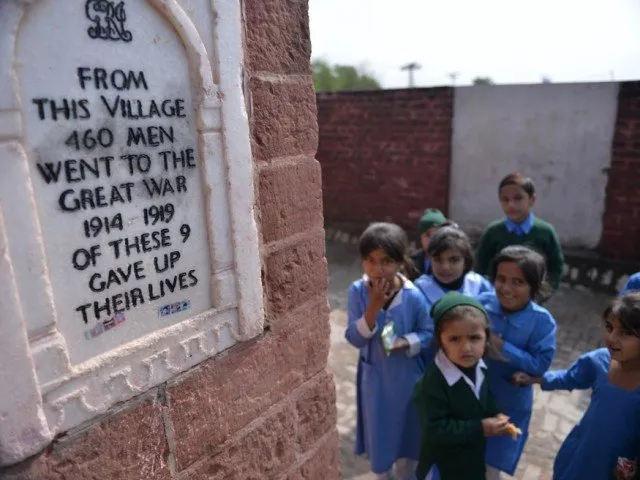 in this photograph taken on october 29 2014 schoolchildren stand beside a monument of the veterans of wwi at a school in the village of dulmial in chakwal district some 150kms south of islamabad photo afp in this photograph taken on october 29 2014 schoolchildren stand beside a monument of the veterans of wwi at a school in the village of dulmial in chakwal district some 150kms south of islamabad photo afp
