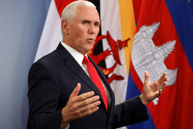us vice president mike pence speaks during a news conference in singapore november 15 2018 photo reuters