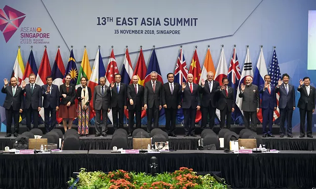 world leaders pose for a group photo before the start of the 13th east asia summit plenary session on the sidelines of the 33rd association of southeast asian nations asean summit in singapore on november 15 2018 world leaders pose for a group photo before the start of the 13th east asia summit plenary session on the sidelines of the 33rd association of southeast asian nations asean summit in singapore on november 15 2018