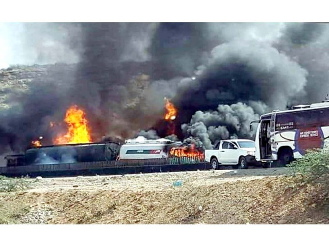 at least five trucks caught fire after a truck collided with a 22 wheeler trailer on the m 9 motorway on friday photo ppi at least five trucks caught fire after a truck collided with a 22 wheeler trailer on the m 9 motorway on friday photo ppi