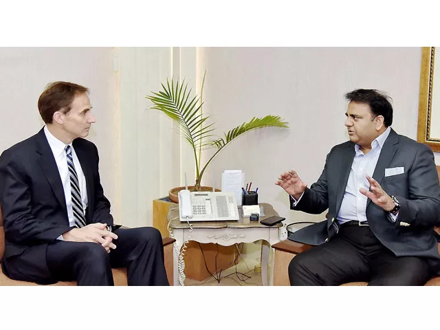 us charge d 039 affaires paul jones during a meeting with minister for information and broadcasting fawad chaudhry in islamabad on october 2 2018 photo file us charge d 039 affaires paul jones during a meeting with minister for information and broadcasting fawad chaudhry in islamabad on october 2 2018 photo file