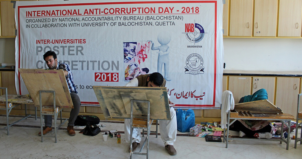 nab holds poster calligraphy contests at two varsities