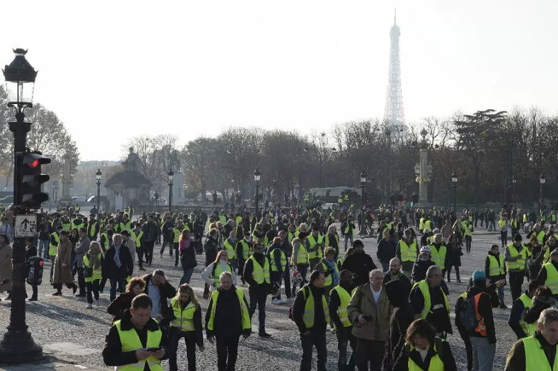 protesters massed on the place de la concorde in central paris on saturday during the quot yellow vest quot protests against high fuel prices in france photo afp protesters massed on the place de la concorde in central paris on saturday during the quot yellow vest quot protests against high fuel prices in france photo afp
