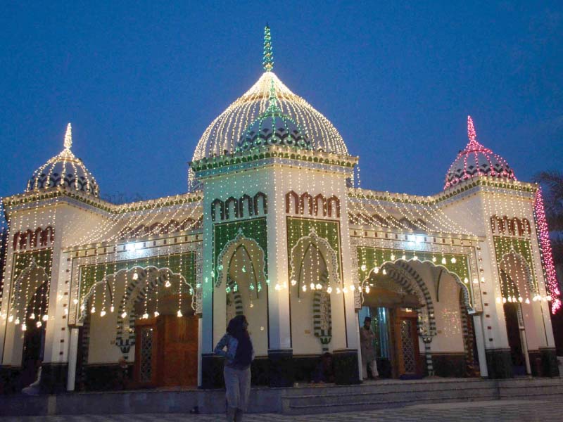 a brightly illuminated decorated mosque in rawalpindi s kohati bazaar photo agha mehroz express