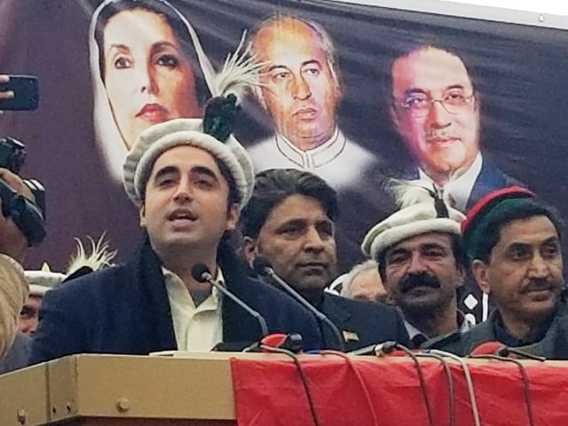 ppp chairman bilawal bhutto zardari addresses a public gathering in galgit baltistan on sunday photo express