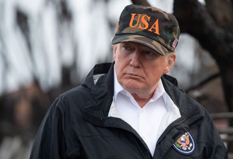 us president donald trump pictured viewing damage from wildfires in malibu california on november 17 2018 says he won 039 t listen to an audio tape of the murder of journalist jamal khashoggi photo afp