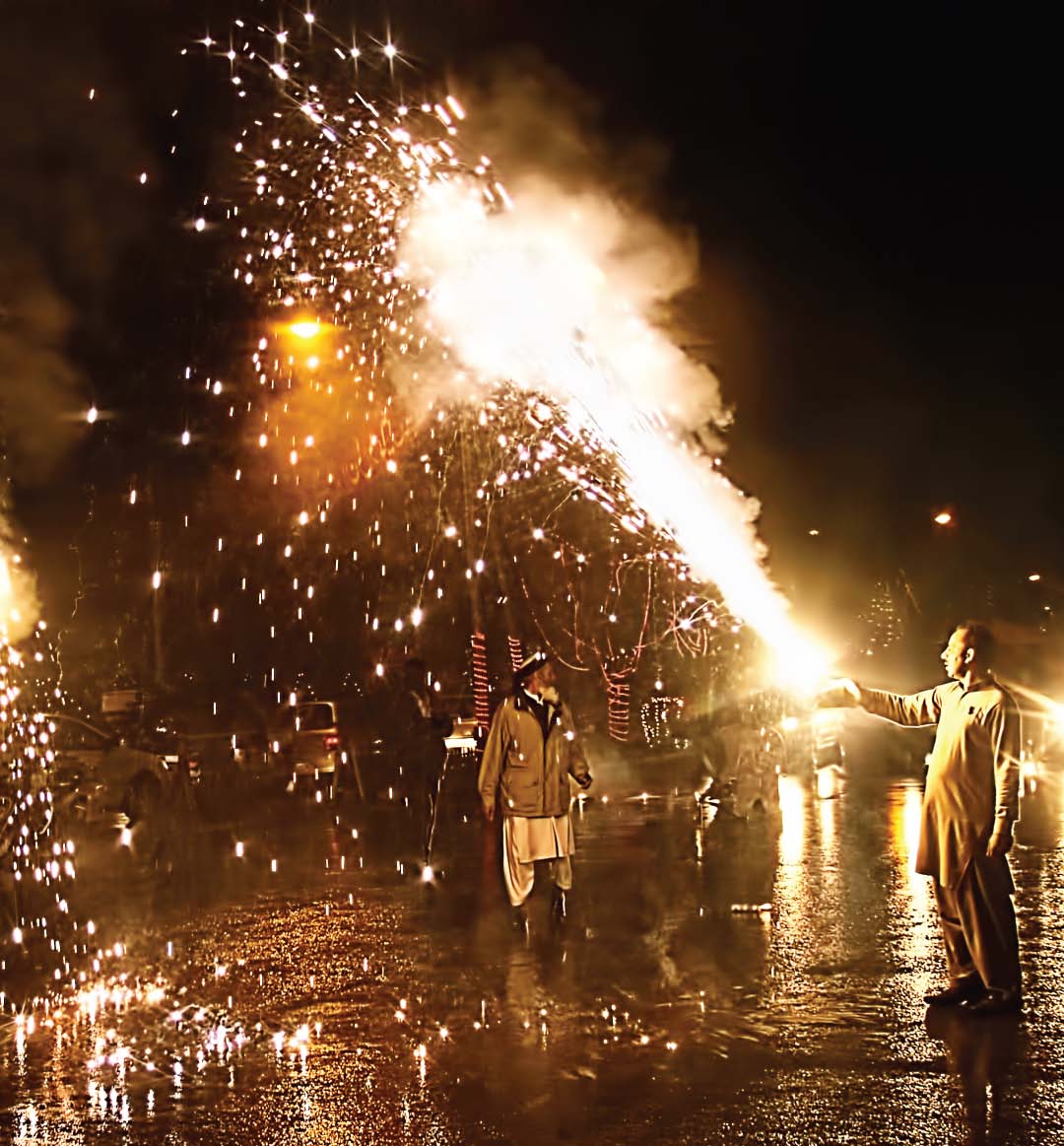 fireworks being set off on the eve of rabiul awwal 12 photos express abid nawaz