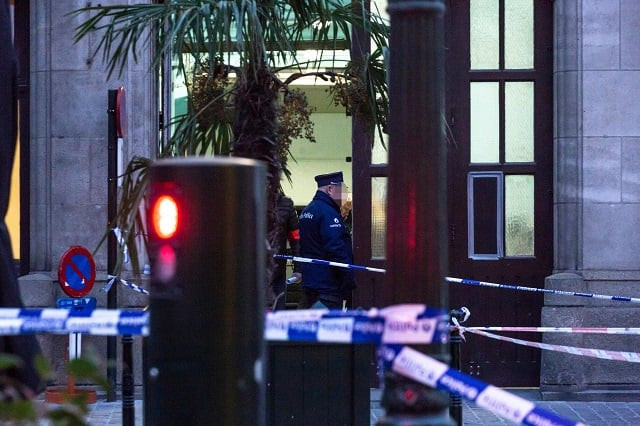 police ribbons are pictured outside the police station at the kolenmarkt in brussels after a man attacked police officers with a knife early on november 20 2018 photo afp police ribbons are pictured outside the police station at the kolenmarkt in brussels after a man attacked police officers with a knife early on november 20 2018 photo afp