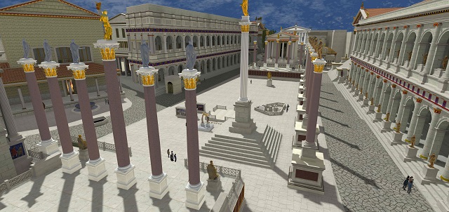 this photo handout on november 21 2018 by the rome reborn virtual reality project and flyzone productions shows a virtual reality image from the project 039 s interactive application showing the roman forum from west to east the center of the ancient city where were located the major law courts government buildings temples of the state religion and historic monuments photo afp