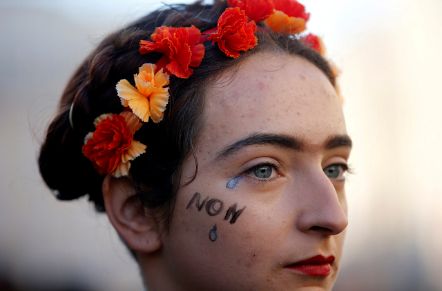 a woman attends a rally against gender based and sexual violence against women in marseille photo reuters