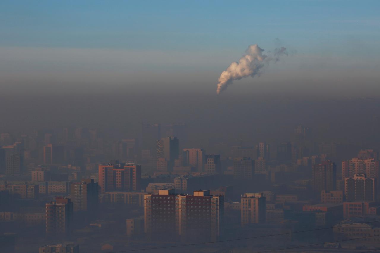 emissions from a power plant chimney rise over ulaanbaatar mongolia photo reuters
