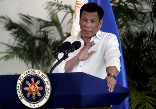 president rodrigo duterte speaks after his arrival from a visit in israel and jordan at davao international airport in davao city in southern philippines photo reuters