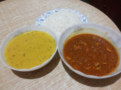 an authentic parsi feast rice and lentils with prawn sauce an authentic parsi feast rice and lentils with prawn sauce