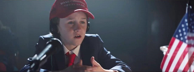 a child wearing a quot make christmas great again quot cap speaks in this still image from an undated air new zealand advertisement obtained from social media photo reuters