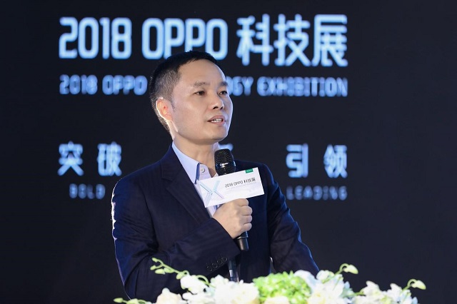 tony chen founder and ceo of oppo delivers a speech at the ai session during the 2018 oppo technology exhibition photo oppo