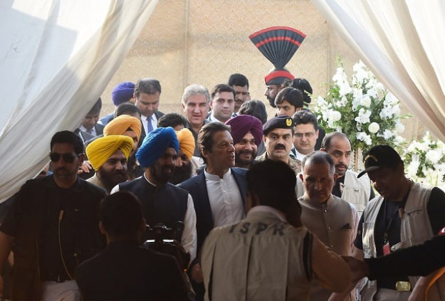 pm imran khan arrives for the groundbreaking ceremony for the kartarpur corridor in kartarpur photo afp