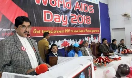 health minister naseebullah marri during a ceremony to commemorate world aids day in quetta photo inp health minister naseebullah marri during a ceremony to commemorate world aids day in quetta photo inp