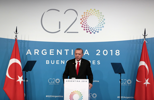 turkey 039 s president recep tayyip erdogan delivers a press conference on the second day of the g20 leader 039 s summit in buenos aires on december 01 2018 photo afp