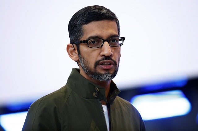 google ceo sundar pichai speaks on stage during the annual google i o developers conference in mountain view california may 8 2018 photo reuters