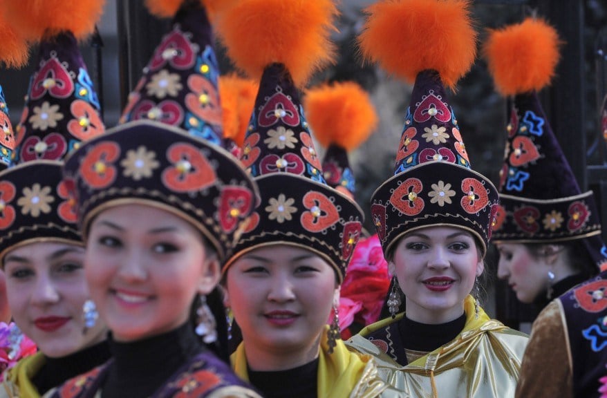 kyrgyz women in traditional attire photo afp