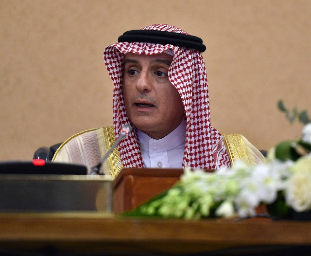 saudi foreign minister adel al jubeir speaks during aa press conference at the diriya palace in the saudi capital riyadh photo afp