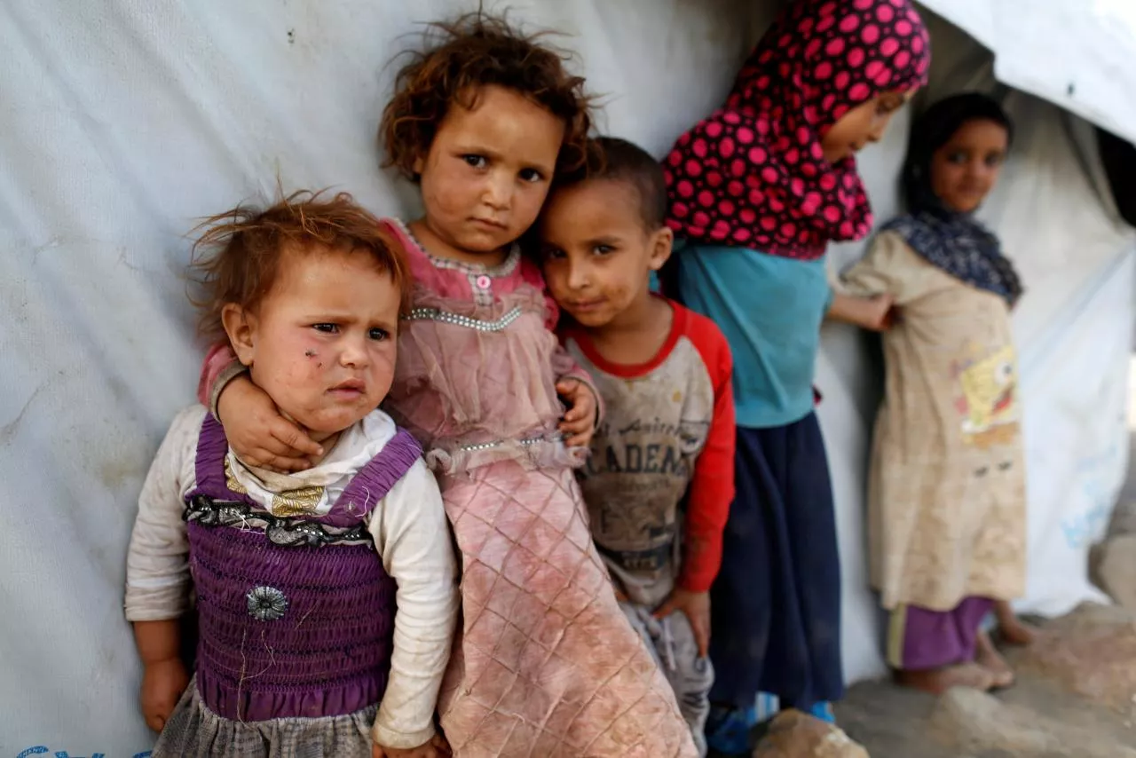 children stand next to a tent at a camp for people displaced by the war near sanaa yemen april 24 2017 photo reuters children stand next to a tent at a camp for people displaced by the war near sanaa yemen april 24 2017 photo reuters