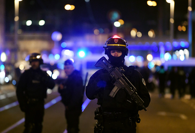 french police officers block the road near the site where cherif chekatt the alleged gunman who had been on the run since allegedly killing three people at strasbourg 039 s popular christmas market has been shot dead by police on december 13 2018 in the neudorf neighbourhood of strasbourg photo afp