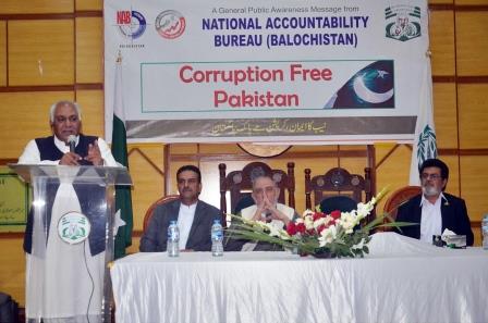 nab balochistan dg muhammad abid javed during the seminar on corruption free pakistan in quetta photo online