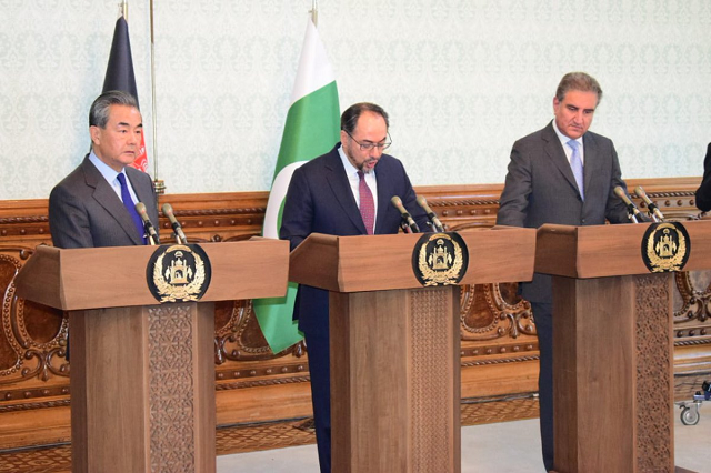 foreign minister shah mehmood qureshi chinese foreign minister wang yi and afghan counterpart salahuddin rabbani photo twitter foreign office foreign minister shah mehmood qureshi chinese foreign minister wang yi and afghan counterpart salahuddin rabbani photo twitter foreign office