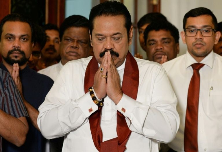 rajapakse was defeated in a no confidence motion last month photo afp