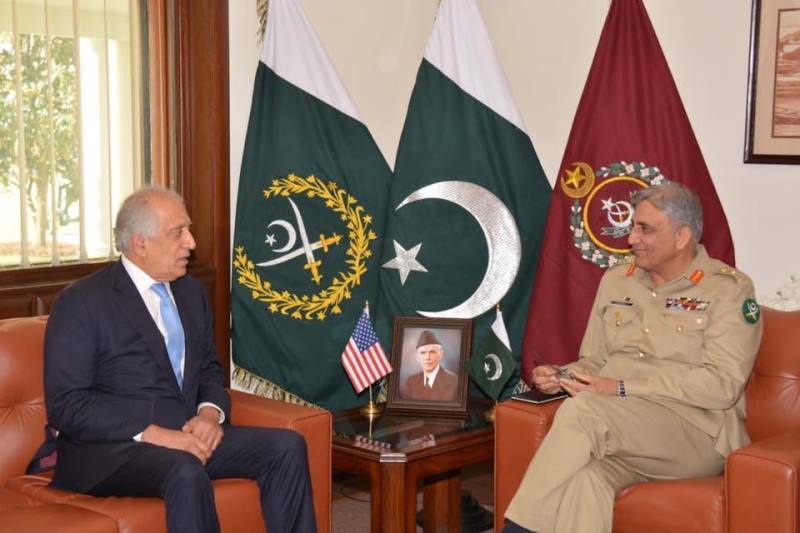 special envoy for afghan reconciliation zalmay khalilzad in a meeting with army chief general qamar javed bajwa photo ispr