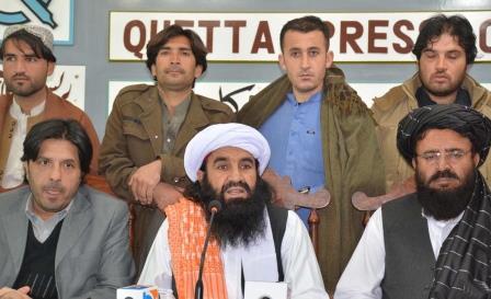 jui n leader qari meharullah addresses press conference in quetta photo express
