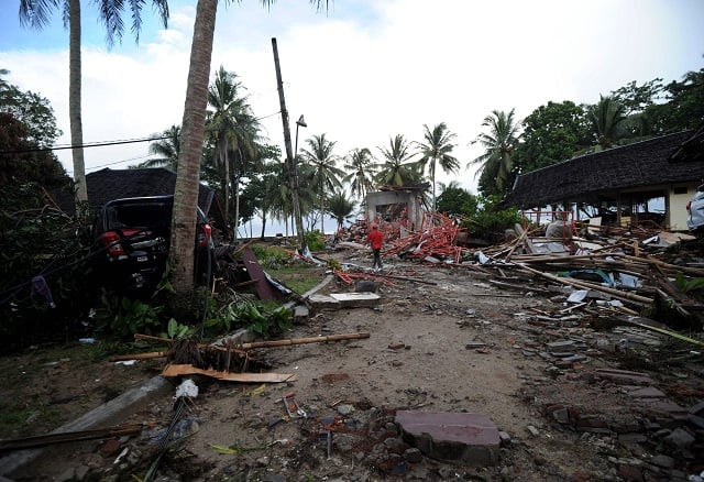 this general view shows damaged buildings at the mutiara carita cottages in carita in banten province on december 24 2018 photo afp this general view shows damaged buildings at the mutiara carita cottages in carita in banten province on december 24 2018 photo afp