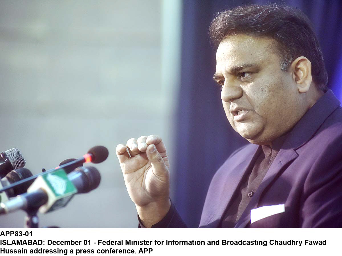 information minister fawad chaudhry says all those defending the sharif family should be ashamed of themselves now photo app file