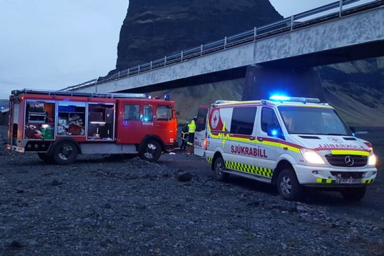 rescuers assist after a jeep carrying seven people plunged off a bridge in iceland photo adolf ingi erlingsson