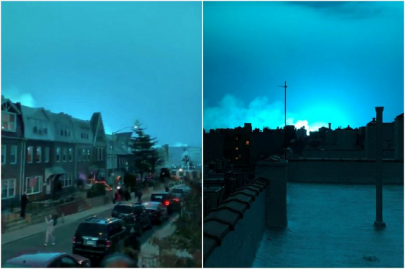 blue sky at night lights up social media in new york