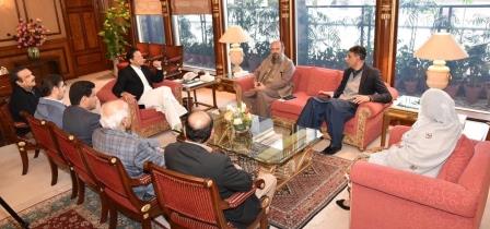 a parliamentary delegation led by chief minister jam kamal meets pm imran khan at his office in islamabad photo express