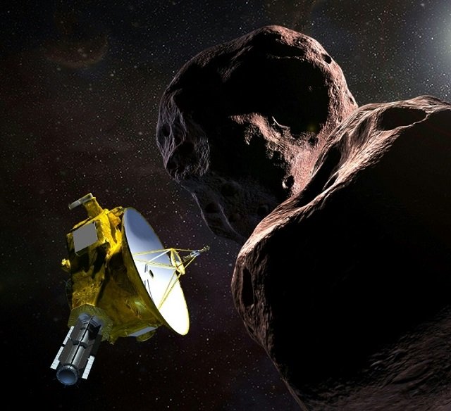 this artist 039 s illustration obtained from nasa on december 21 2018 shows the new horizons spacecraft encountering 2014 mu69 nicknamed ultima thule a kuiper belt object that orbits one billion miles beyond pluto photo afp