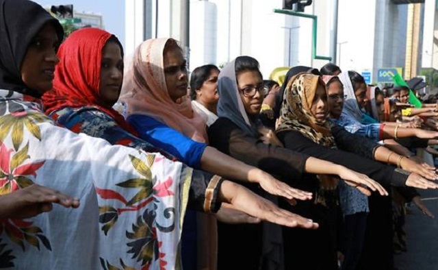 the 039 women 039 s wall 039 rally was backed by the communist government in kerala state photo afp