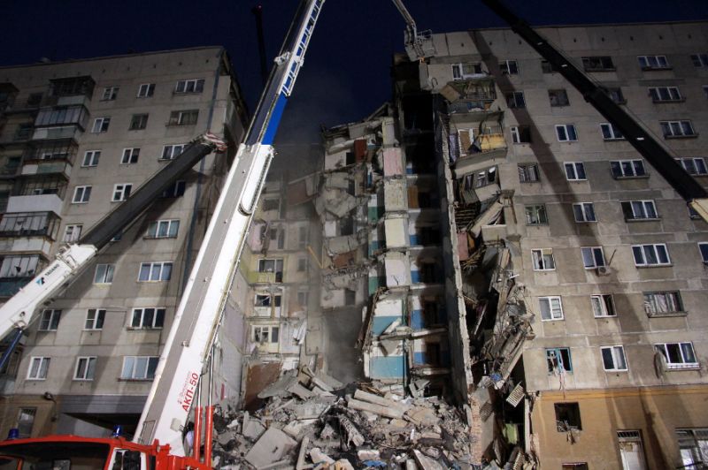 a large section of the building collapsed after a gas explosion in the central russian city of magnitogorsk photo afp