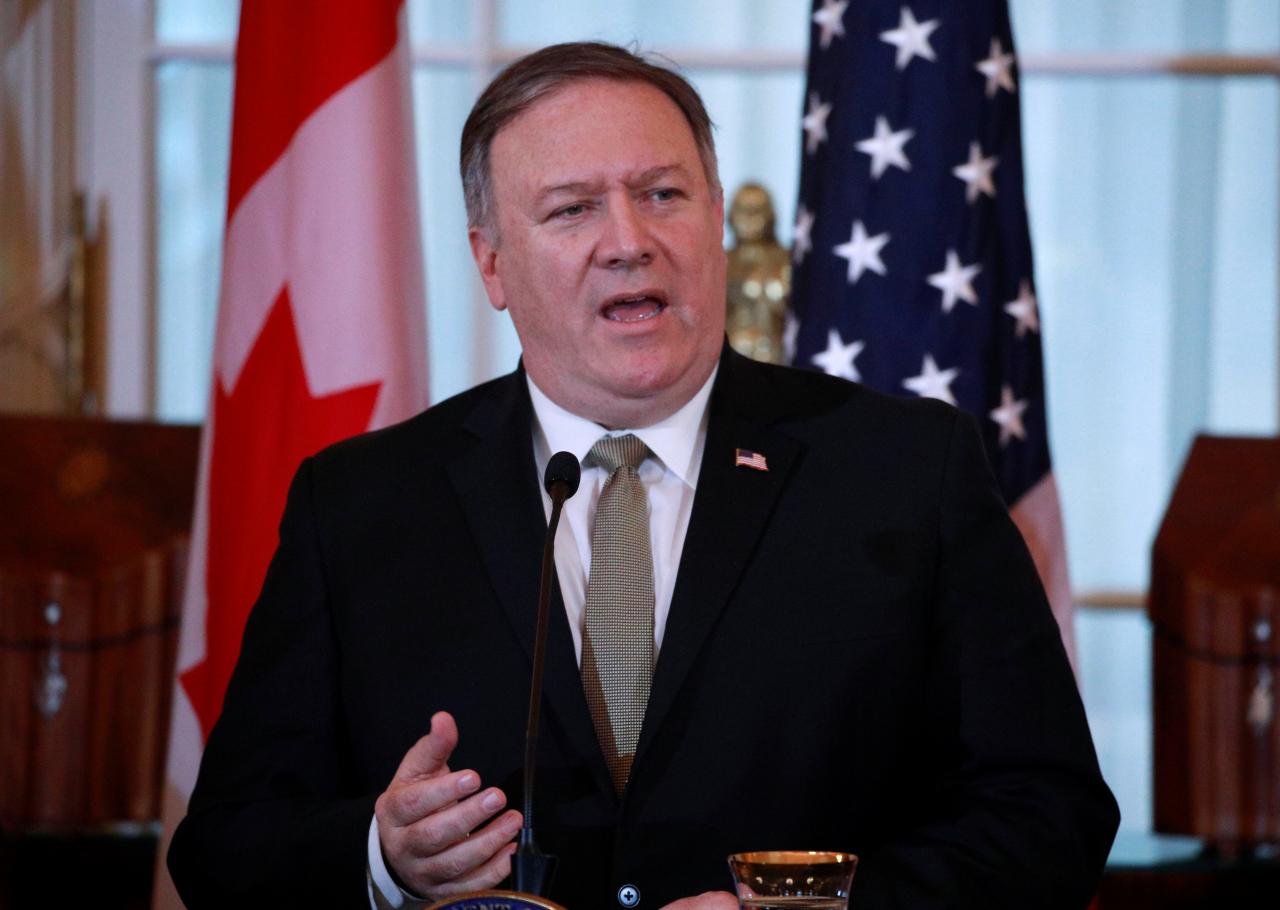 us secretary of state mike pompeo speaks during a news conference after the us canada ministerial meeting at the state department in washington us photo reuters