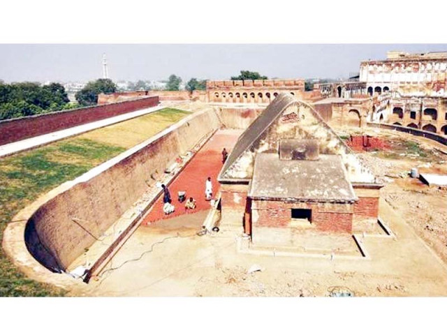 a combination of pictures show a view of lahore fort before above and after excavation work photos express a combination of pictures show a view of lahore fort before above and after excavation work photos express