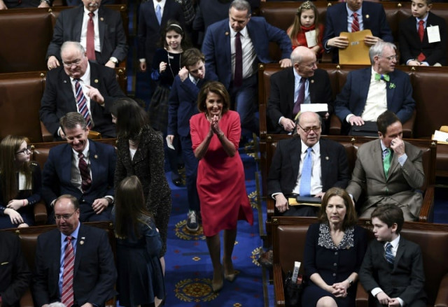 house speaker designate nancy pelosi c arrives before the start of the 116th congress and swearing in ceremony on the floor of the us house of representatives photo afp house speaker designate nancy pelosi c arrives before the start of the 116th congress and swearing in ceremony on the floor of the us house of representatives photo afp
